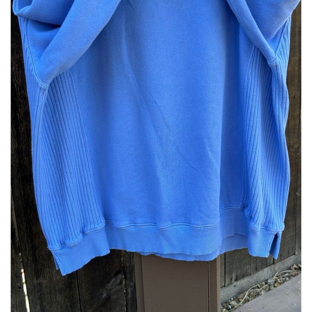 Aerie Womens L Blue Oversized Crewneck Sweatshirt Ribbed Side Panels Slit - Picture 9 of 13